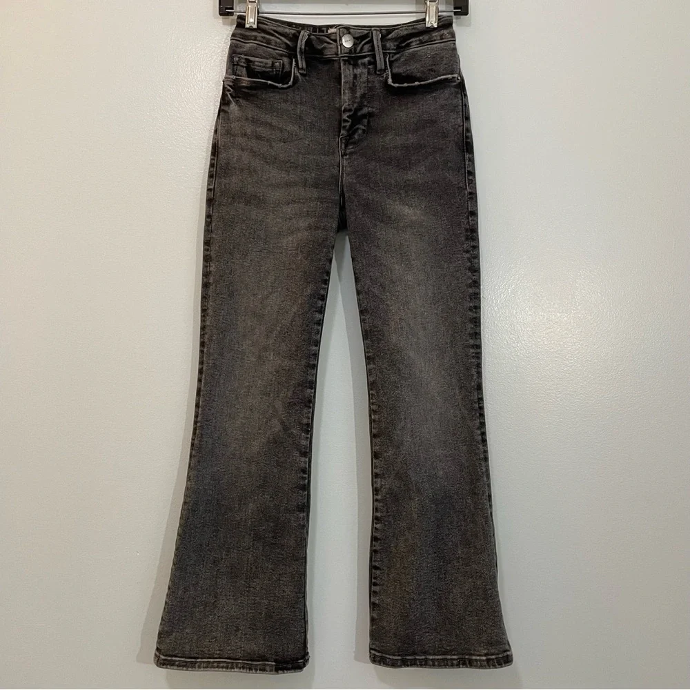 Frame Denim Black Gray Mini Boot Jeans